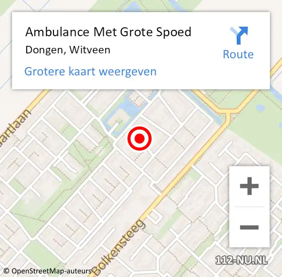 Locatie op kaart van de 112 melding: Ambulance Met Grote Spoed Naar Dongen, Witveen op 9 mei 2014 15:34