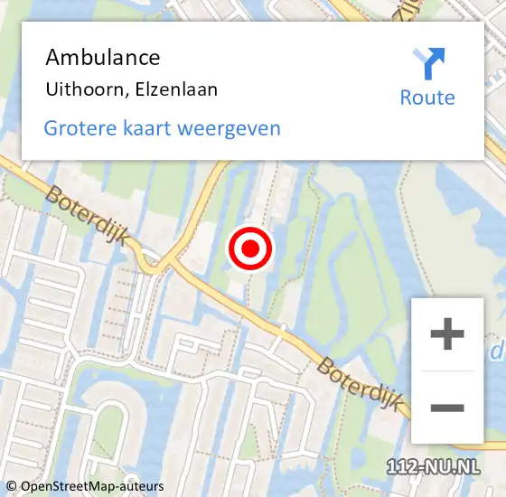 Locatie op kaart van de 112 melding: Ambulance Uithoorn, Elzenlaan op 14 juni 2020 20:01