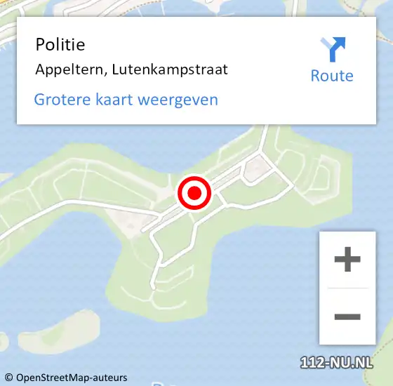 Locatie op kaart van de 112 melding: Politie Appeltern, Lutenkampstraat op 14 juni 2020 21:23