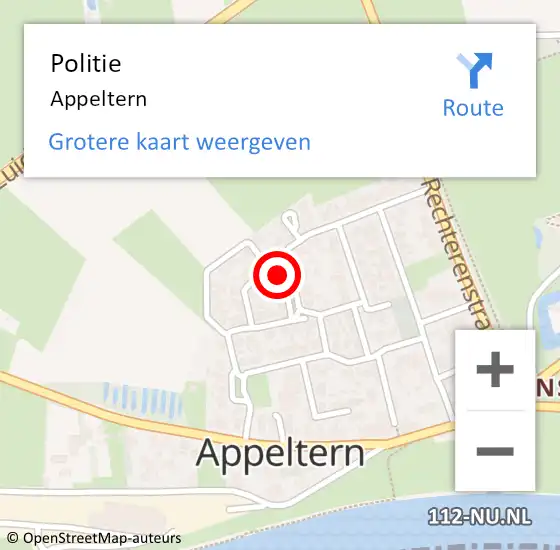 Locatie op kaart van de 112 melding: Politie Appeltern op 14 juni 2020 22:32