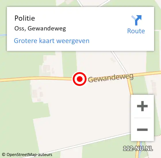 Locatie op kaart van de 112 melding: Politie Oss, Gewandeweg op 14 juni 2020 23:29