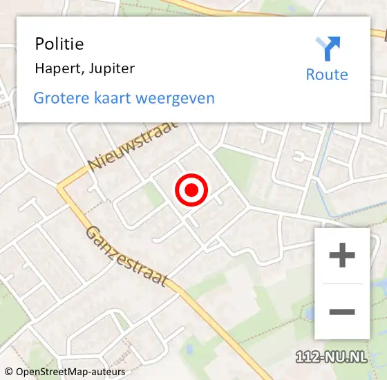 Locatie op kaart van de 112 melding: Politie Hapert, Jupiter op 14 juni 2020 23:56