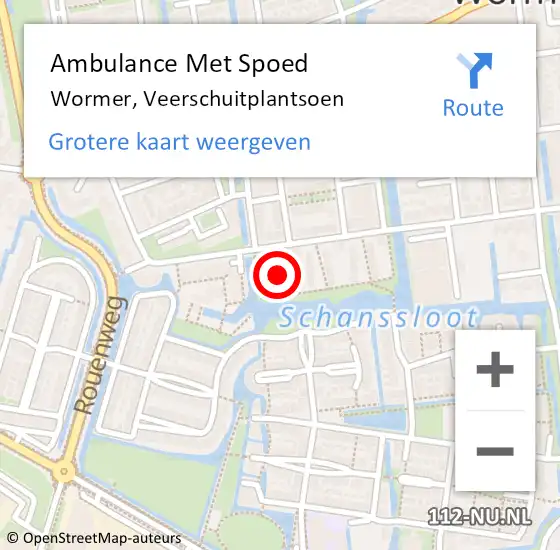 Locatie op kaart van de 112 melding: Ambulance Met Spoed Naar Wormer, Veerschuitplantsoen op 15 juni 2020 01:28