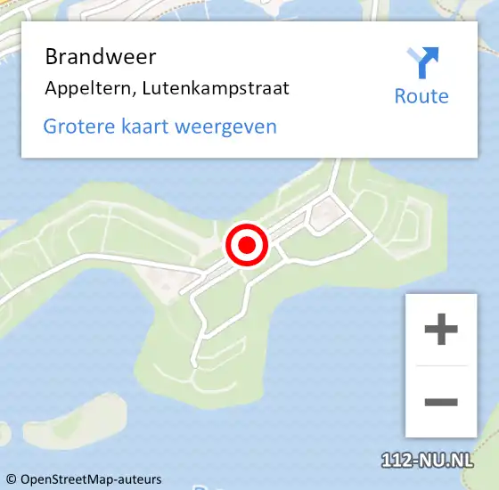 Locatie op kaart van de 112 melding: Brandweer Appeltern, Lutenkampstraat op 15 juni 2020 01:45