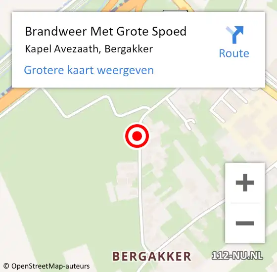 Locatie op kaart van de 112 melding: Brandweer Met Grote Spoed Naar Kapel Avezaath, Bergakker op 15 juni 2020 03:10