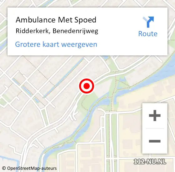 Locatie op kaart van de 112 melding: Ambulance Met Spoed Naar Ridderkerk, Benedenrijweg op 15 juni 2020 03:51