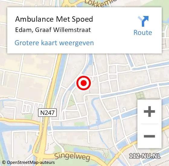 Locatie op kaart van de 112 melding: Ambulance Met Spoed Naar Edam, Graaf Willemstraat op 15 juni 2020 08:27