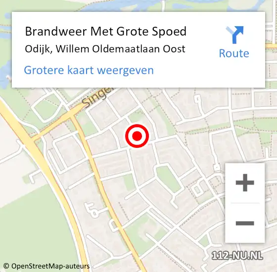 Locatie op kaart van de 112 melding: Brandweer Met Grote Spoed Naar Odijk, Willem Oldemaatlaan Oost op 9 mei 2014 16:08