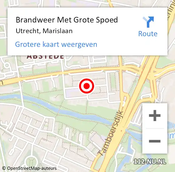 Locatie op kaart van de 112 melding: Brandweer Met Grote Spoed Naar Utrecht, Marislaan op 15 juni 2020 09:27