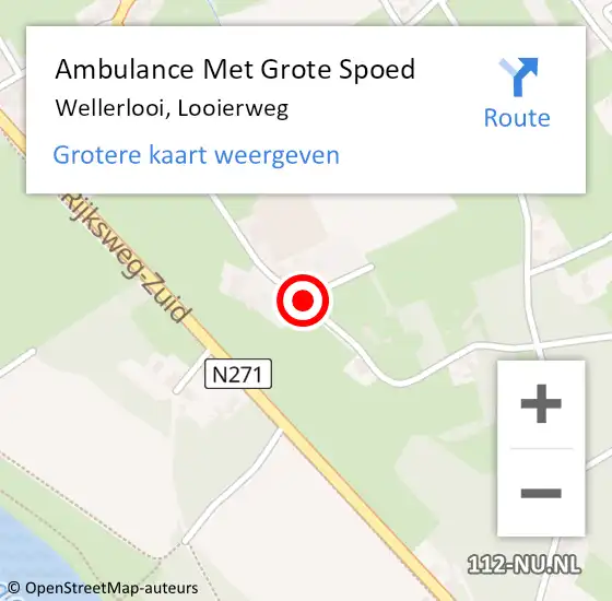 Locatie op kaart van de 112 melding: Ambulance Met Grote Spoed Naar Wellerlooi, Looierweg op 15 juni 2020 09:31