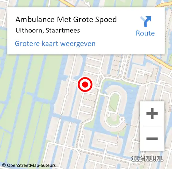 Locatie op kaart van de 112 melding: Ambulance Met Grote Spoed Naar Uithoorn, Staartmees op 15 juni 2020 09:46