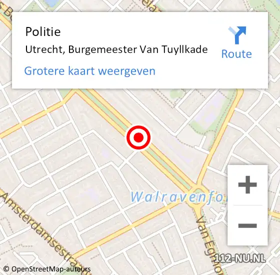 Locatie op kaart van de 112 melding: Politie Utrecht, Burgemeester Van Tuyllkade op 15 juni 2020 09:56