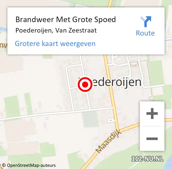 Locatie op kaart van de 112 melding: Brandweer Met Grote Spoed Naar Poederoijen, Van Zeestraat op 15 juni 2020 10:59