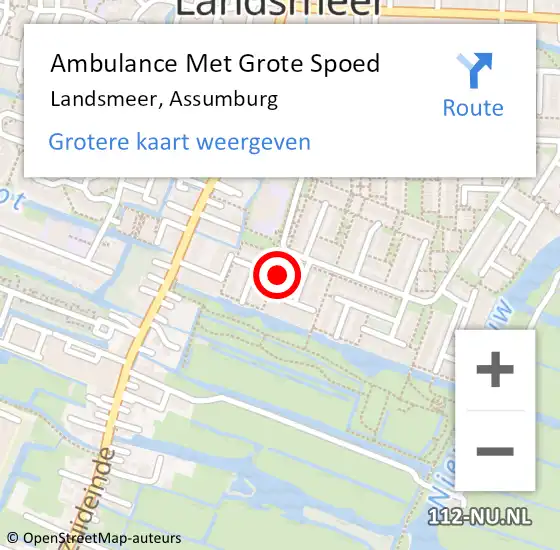 Locatie op kaart van de 112 melding: Ambulance Met Grote Spoed Naar Landsmeer, Assumburg op 15 juni 2020 12:22