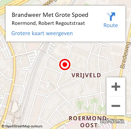 Locatie op kaart van de 112 melding: Brandweer Met Grote Spoed Naar Roermond, Robert Regoutstraat op 15 juni 2020 12:35