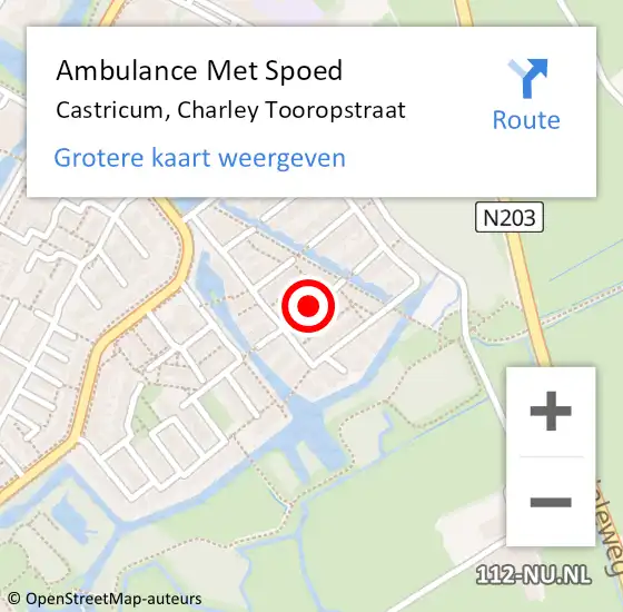 Locatie op kaart van de 112 melding: Ambulance Met Spoed Naar Castricum, Charley Tooropstraat op 15 juni 2020 12:48