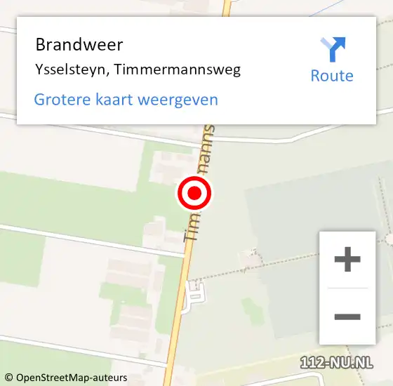 Locatie op kaart van de 112 melding: Brandweer Ysselsteyn, Timmermannsweg op 15 juni 2020 12:48