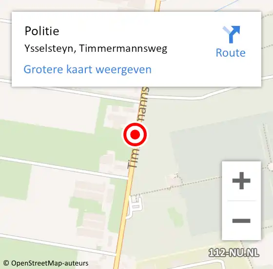 Locatie op kaart van de 112 melding: Politie Ysselsteyn, Timmermannsweg op 15 juni 2020 12:48