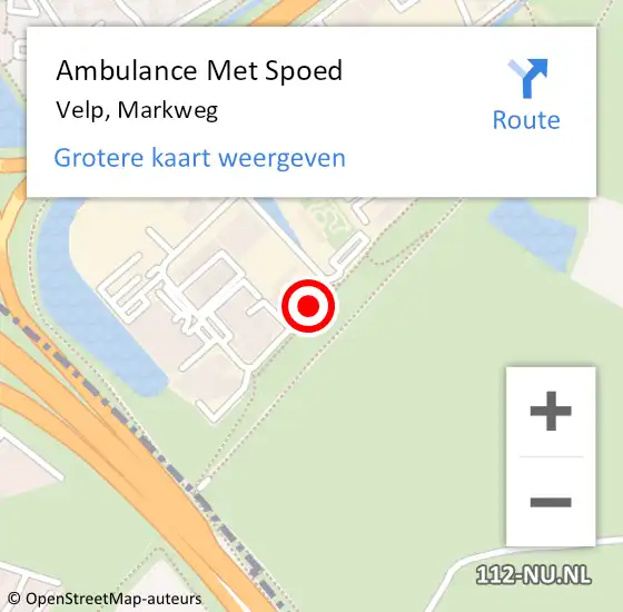 Locatie op kaart van de 112 melding: Ambulance Met Spoed Naar Velp, Markweg op 15 juni 2020 12:51