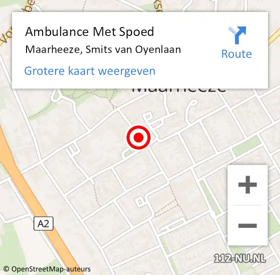 Locatie op kaart van de 112 melding: Ambulance Met Spoed Naar Maarheeze, Smits van Oyenlaan op 15 juni 2020 13:10