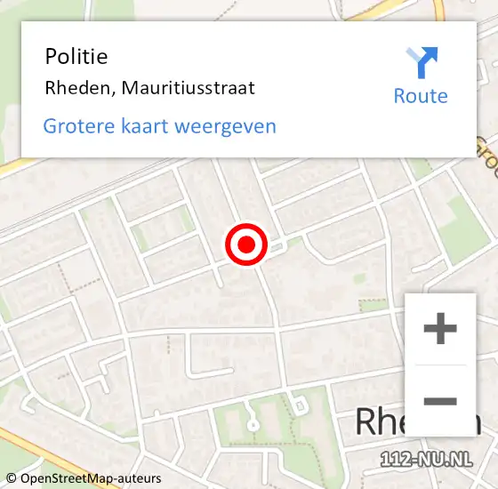 Locatie op kaart van de 112 melding: Politie Rheden, Mauritiusstraat op 15 juni 2020 13:15