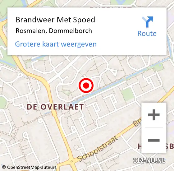 Locatie op kaart van de 112 melding: Brandweer Met Spoed Naar Rosmalen, Dommelborch op 15 juni 2020 14:11