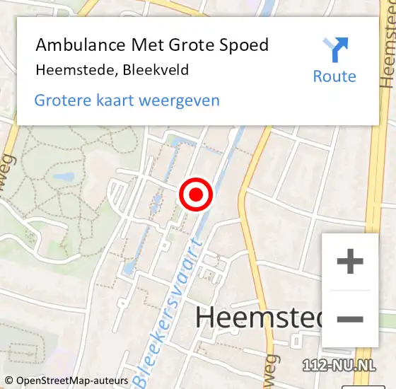 Locatie op kaart van de 112 melding: Ambulance Met Grote Spoed Naar Heemstede, Bleekveld op 15 juni 2020 14:12