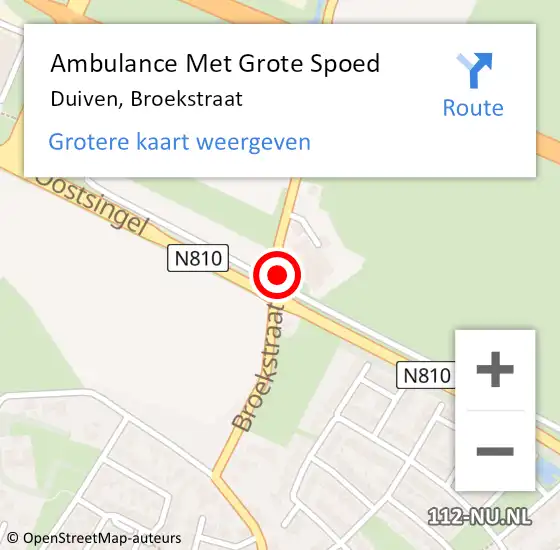 Locatie op kaart van de 112 melding: Ambulance Met Grote Spoed Naar Duiven, Broekstraat op 15 juni 2020 14:39