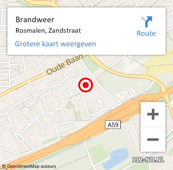 Locatie op kaart van de 112 melding: Brandweer Rosmalen, Zandstraat op 9 mei 2014 16:45