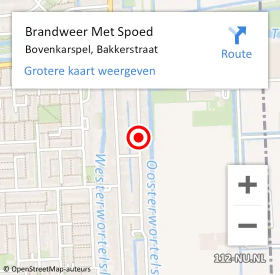 Locatie op kaart van de 112 melding: Brandweer Met Spoed Naar Bovenkarspel, Bakkerstraat op 15 juni 2020 15:34