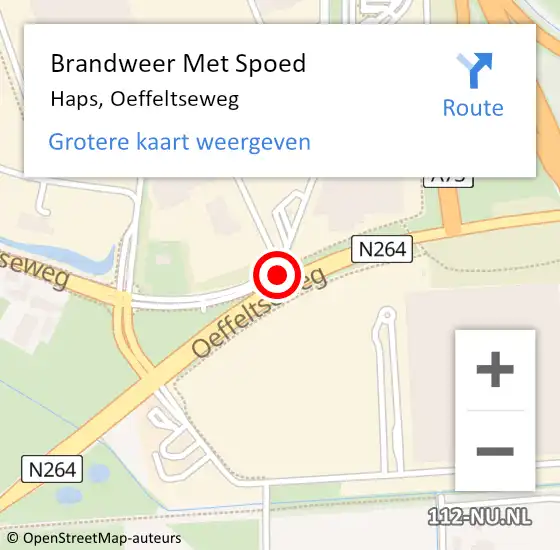 Locatie op kaart van de 112 melding: Brandweer Met Spoed Naar Haps, Oeffeltseweg op 15 juni 2020 15:58