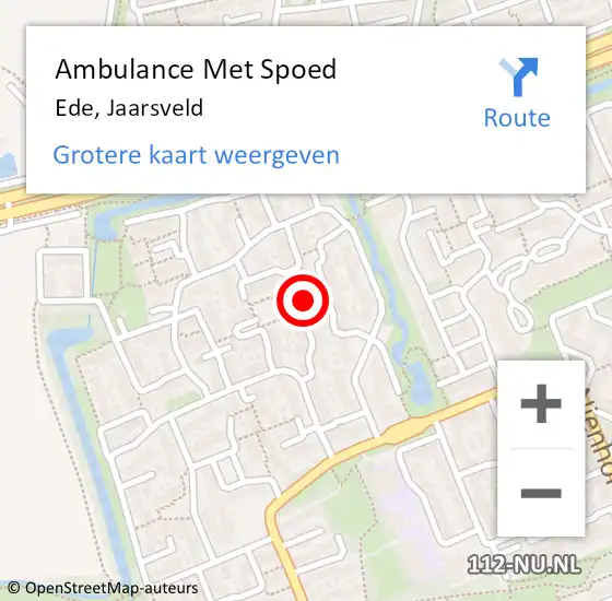 Locatie op kaart van de 112 melding: Ambulance Met Spoed Naar Ede, Jaarsveld op 15 juni 2020 16:27