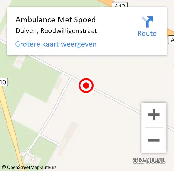 Locatie op kaart van de 112 melding: Ambulance Met Spoed Naar Duiven, Roodwilligenstraat op 15 juni 2020 17:02