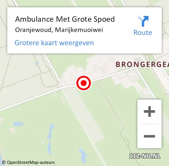 Locatie op kaart van de 112 melding: Ambulance Met Grote Spoed Naar Oranjewoud, Marijkemuoiwei op 15 juni 2020 17:53