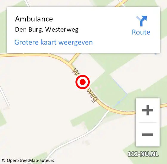Locatie op kaart van de 112 melding: Ambulance Den Burg, Westerweg op 15 juni 2020 18:23