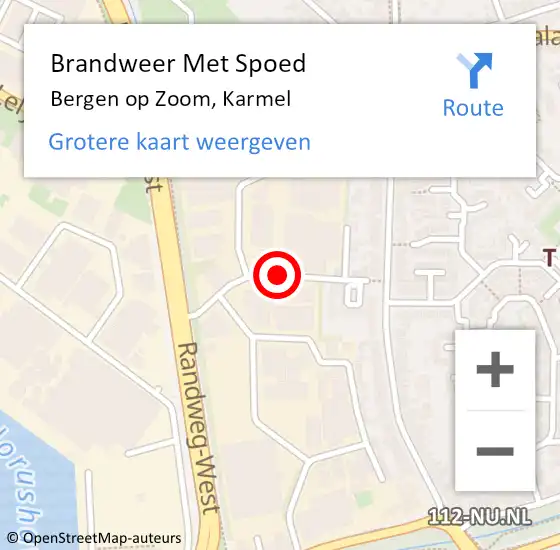 Locatie op kaart van de 112 melding: Brandweer Met Spoed Naar Bergen op Zoom, Karmel op 15 juni 2020 18:57