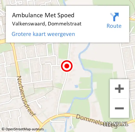 Locatie op kaart van de 112 melding: Ambulance Met Spoed Naar Valkenswaard, Dommelstraat op 15 juni 2020 19:37