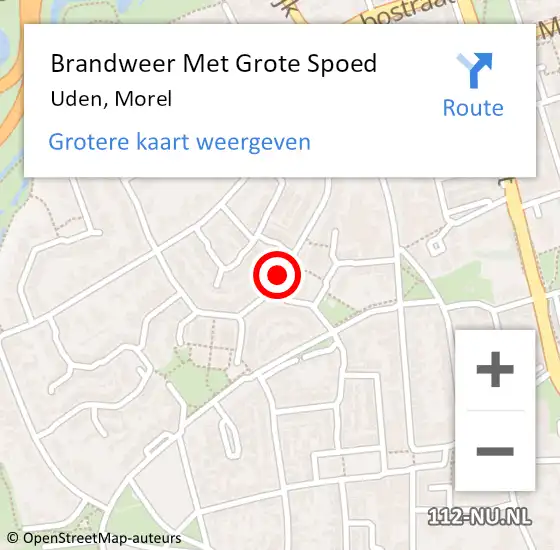 Locatie op kaart van de 112 melding: Brandweer Met Grote Spoed Naar Uden, Morel op 15 juni 2020 20:00