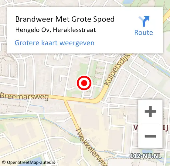 Locatie op kaart van de 112 melding: Brandweer Met Grote Spoed Naar Hengelo Ov, Heraklesstraat op 15 juni 2020 20:40