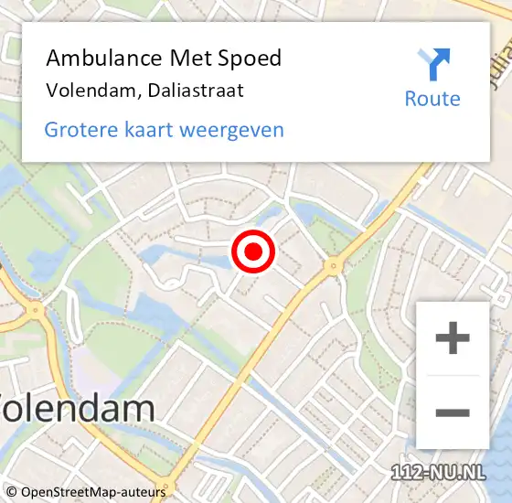 Locatie op kaart van de 112 melding: Ambulance Met Spoed Naar Volendam, Daliastraat op 15 juni 2020 20:56