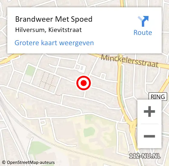 Locatie op kaart van de 112 melding: Brandweer Met Spoed Naar Hilversum, Kievitstraat op 16 juni 2020 02:28