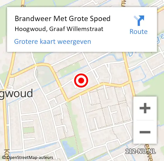 Locatie op kaart van de 112 melding: Brandweer Met Grote Spoed Naar Hoogwoud, Graaf Willemstraat op 16 juni 2020 07:23