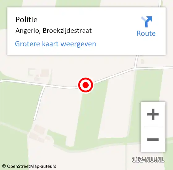 Locatie op kaart van de 112 melding: Politie Angerlo, Broekzijdestraat op 16 juni 2020 07:59