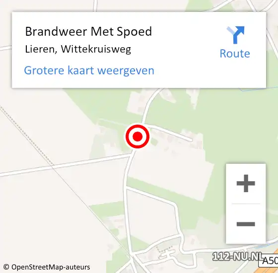 Locatie op kaart van de 112 melding: Brandweer Met Spoed Naar Lieren, Wittekruisweg op 16 juni 2020 07:59