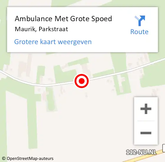 Locatie op kaart van de 112 melding: Ambulance Met Grote Spoed Naar Maurik, Parkstraat op 16 juni 2020 08:58