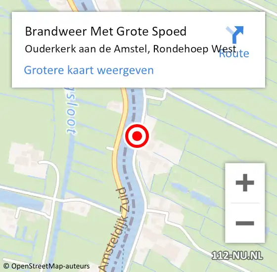 Locatie op kaart van de 112 melding: Brandweer Met Grote Spoed Naar Ouderkerk aan de Amstel, Rondehoep West op 16 juni 2020 09:00