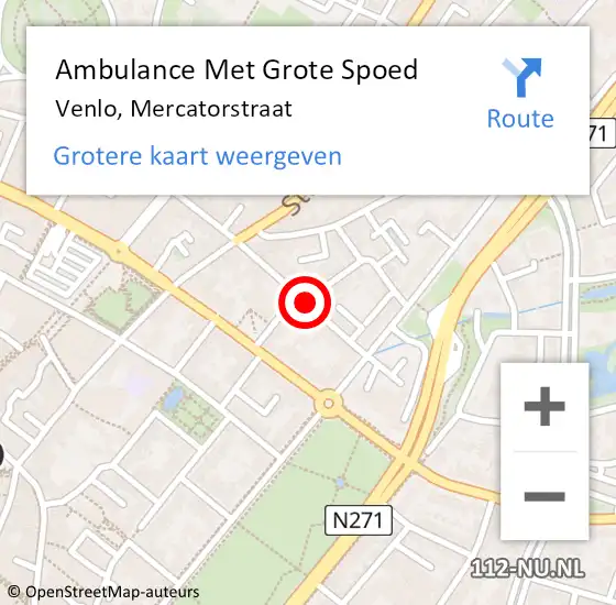 Locatie op kaart van de 112 melding: Ambulance Met Grote Spoed Naar Venlo, Mercatorstraat op 16 juni 2020 09:45
