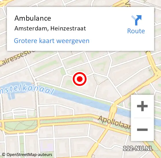 Locatie op kaart van de 112 melding: Ambulance Amsterdam, Heinzestraat op 16 juni 2020 09:49