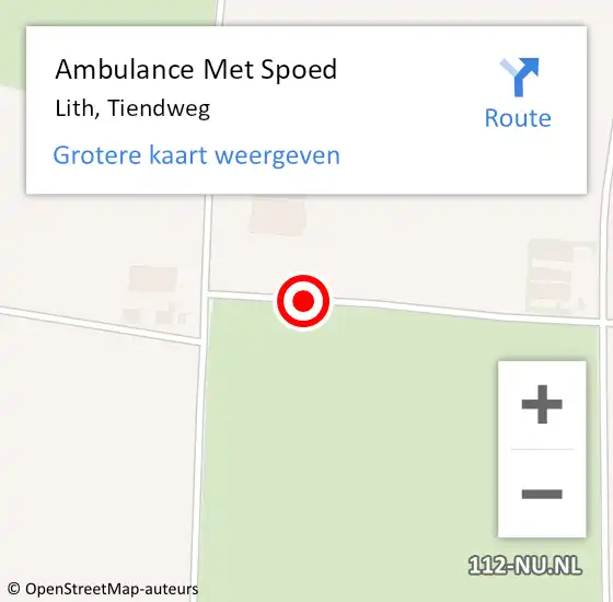 Locatie op kaart van de 112 melding: Ambulance Met Spoed Naar Lith, Tiendweg op 16 juni 2020 09:56
