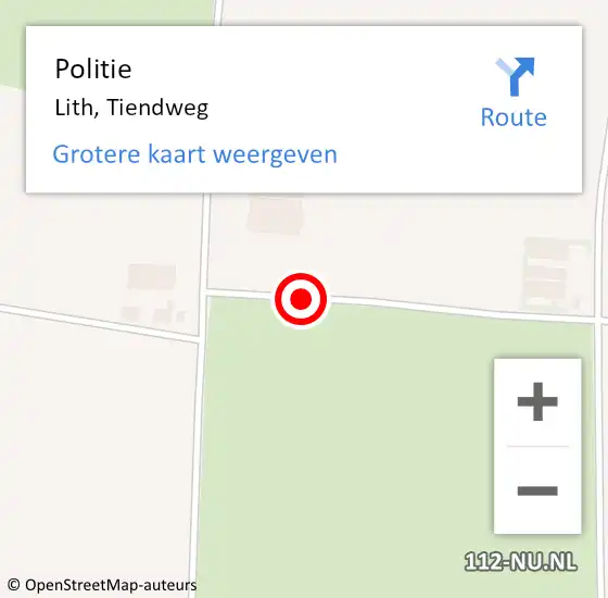 Locatie op kaart van de 112 melding: Politie Lith, Tiendweg op 16 juni 2020 09:56